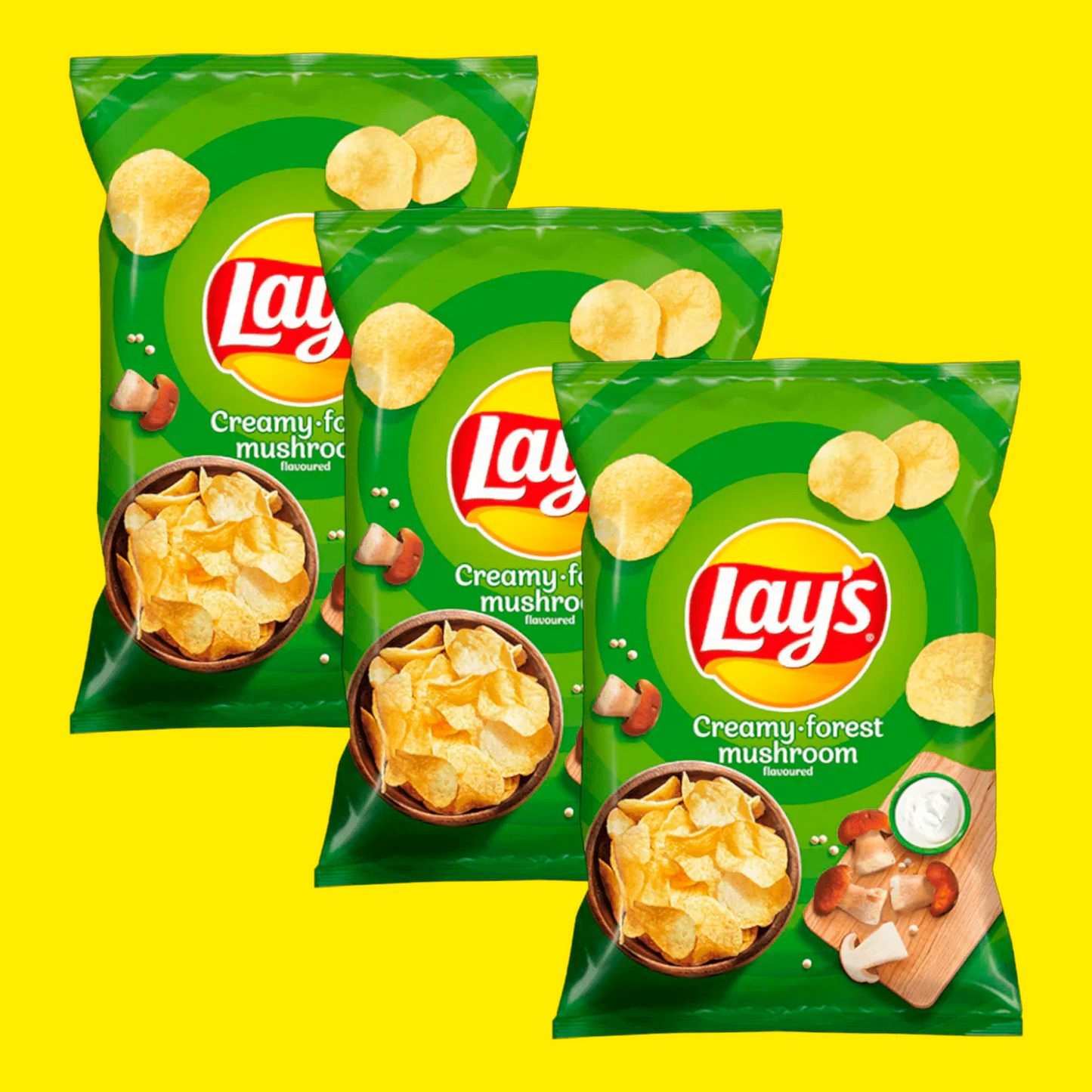 Lay's Creamy Forest Mushroom (Белые грибы со сметанкой) Geschmack 130 g 3er Bundle
