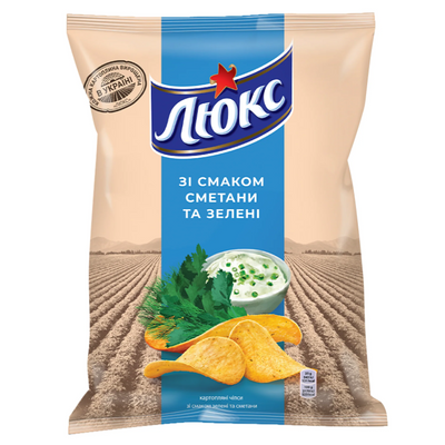 "LUX" Chips mit Sauerrahm und Kräutergeschmack (Сметана и зелень) 125 g