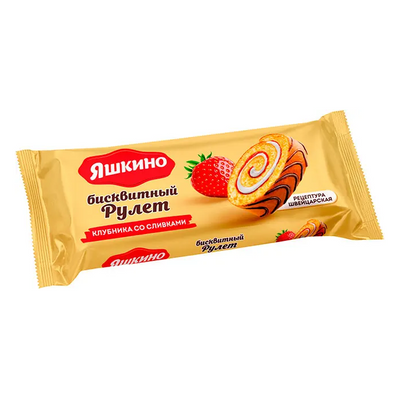 Biskuitrolle "Yashkino" mit Erdbeer- und Sahnegeschmack 200g