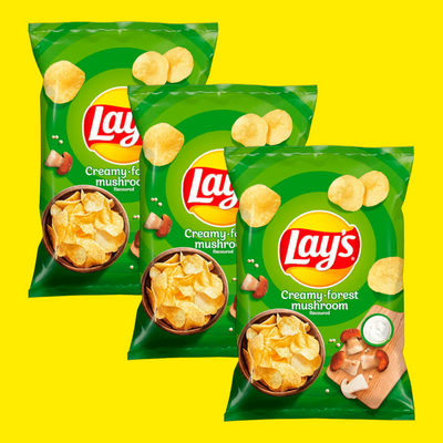 Lay's Creamy Forest Mushroom (Белые грибы со сметанкой) Geschmack 130 g 3er Bundle